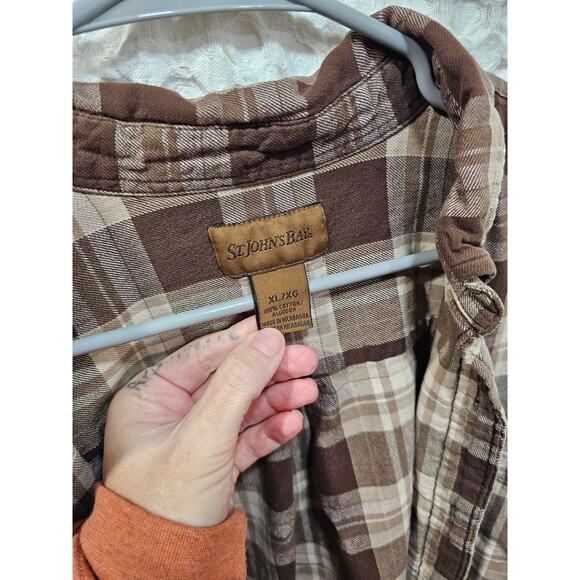 St Johns Bay size XL men's button up tan and brown - Picture 1 of 3
